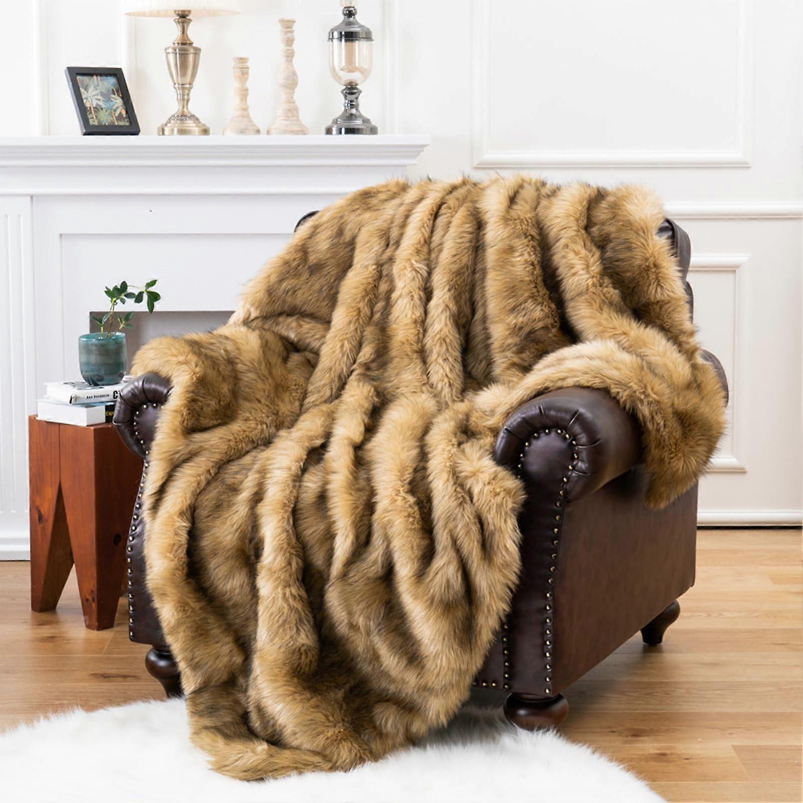 Faux Fur Throw Blanket Gray 150x200 CM Reversible Plush For Bedroom And Sofa AllSeason Warmth Model C 3.2kg