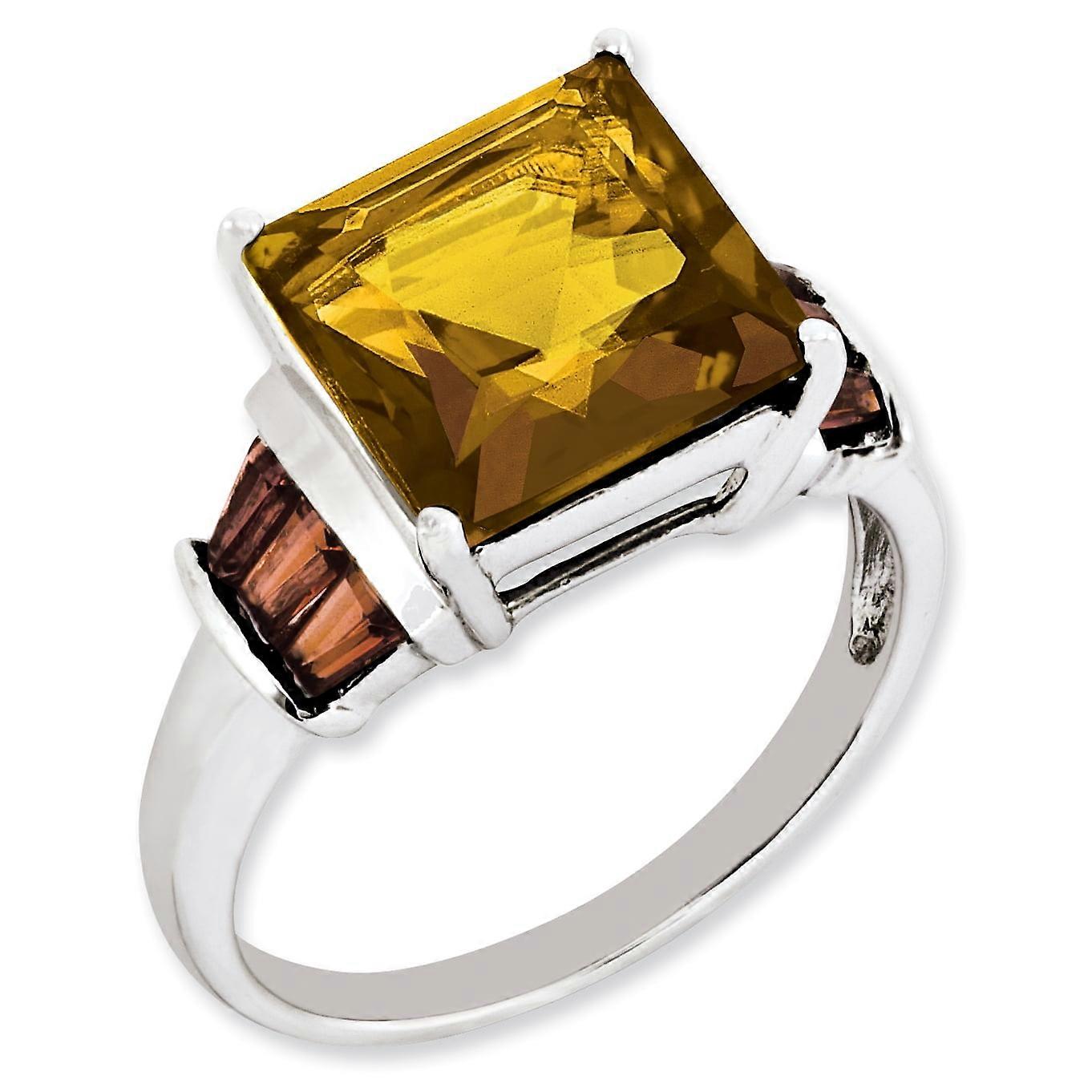 Sterling Silver Whiskey Quartz & Tabber Garnet Ring QR3205WQ