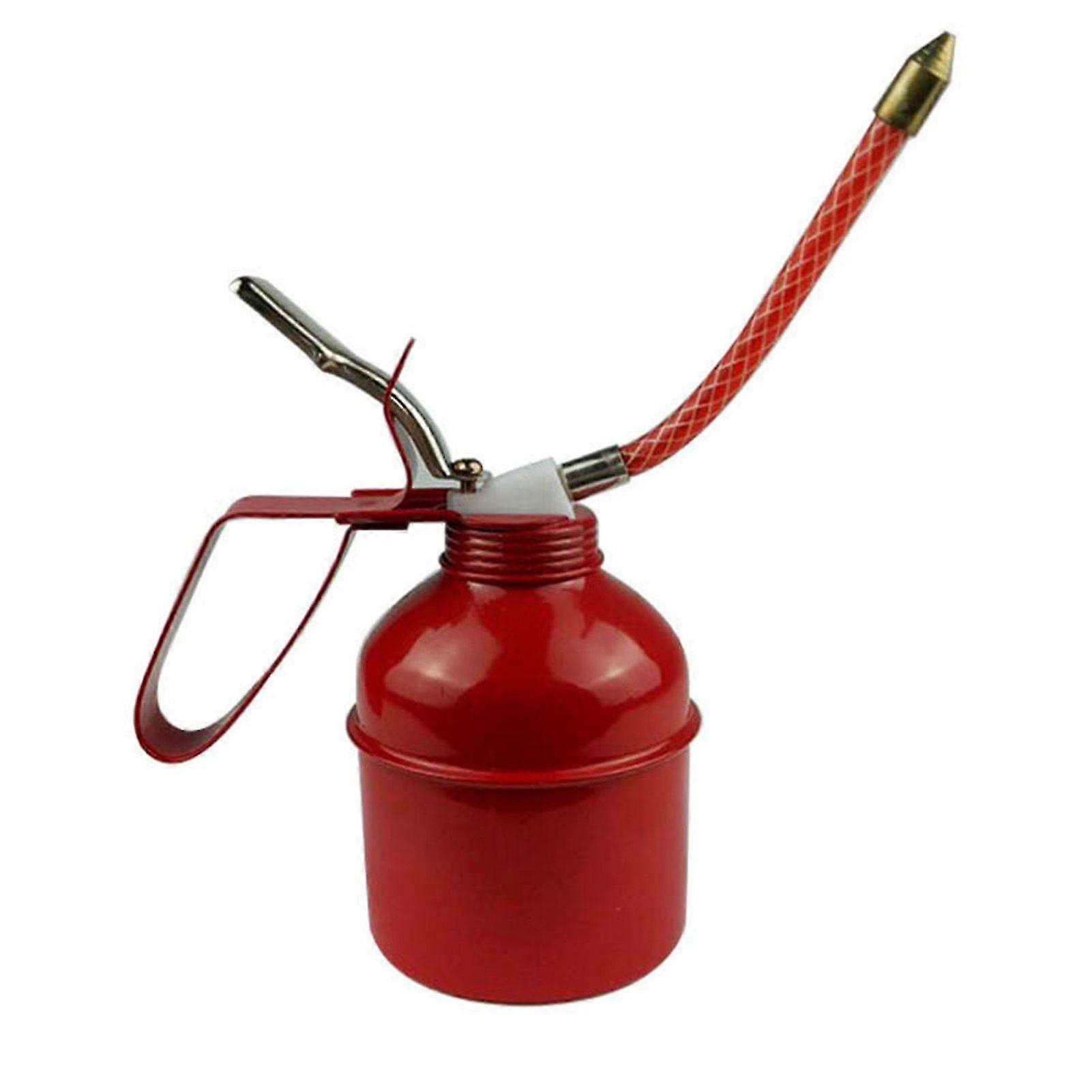 Manual Oiler Can Iron Red Lever Style Lubrication Oiling Can Flexible Hose Oil Can Pump 400mlHwy
