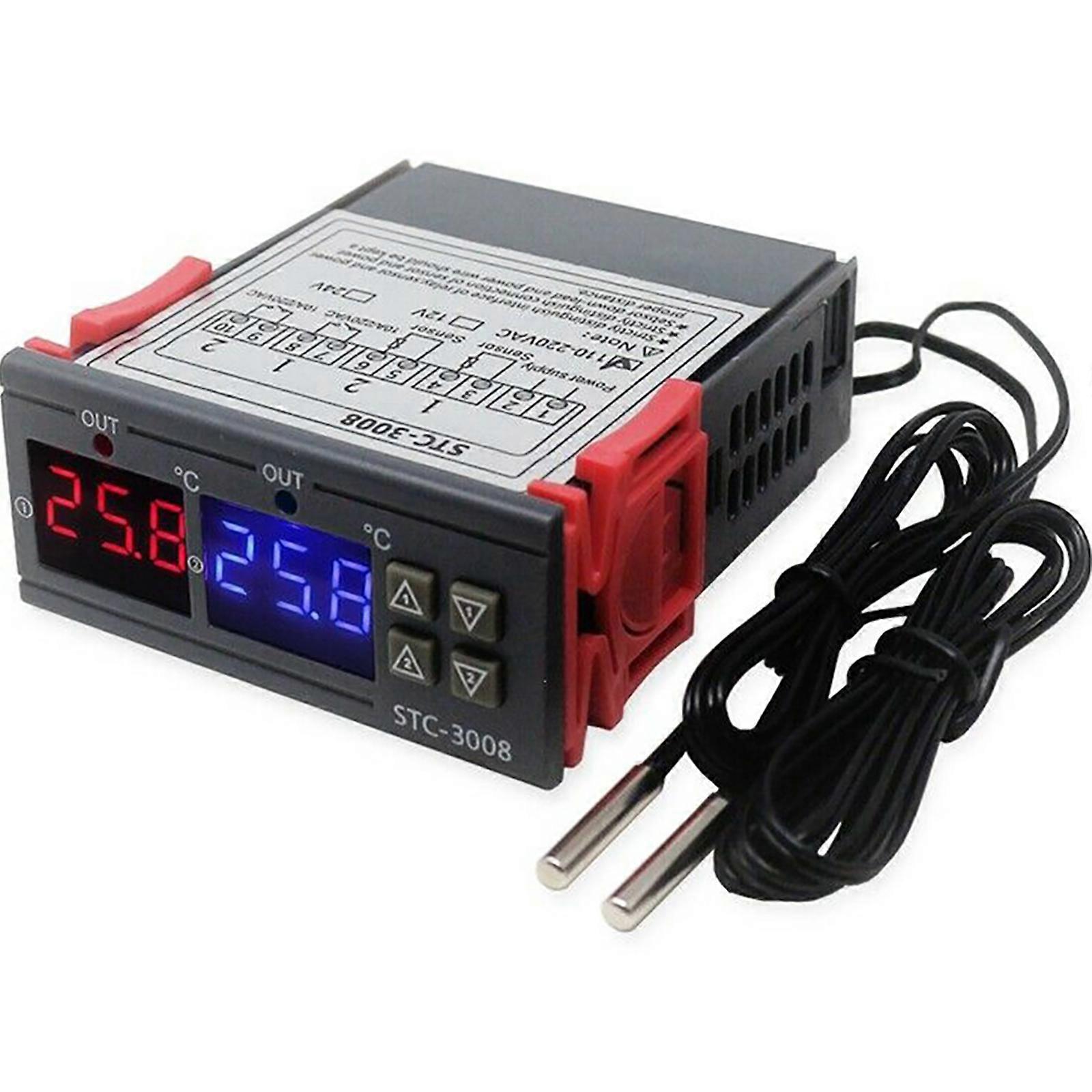 12V/24V/110-220V Temperature Thermostat Controller for Greenhouse Farm Various Refrigerator Heating Cooling Thermostat Multicolor