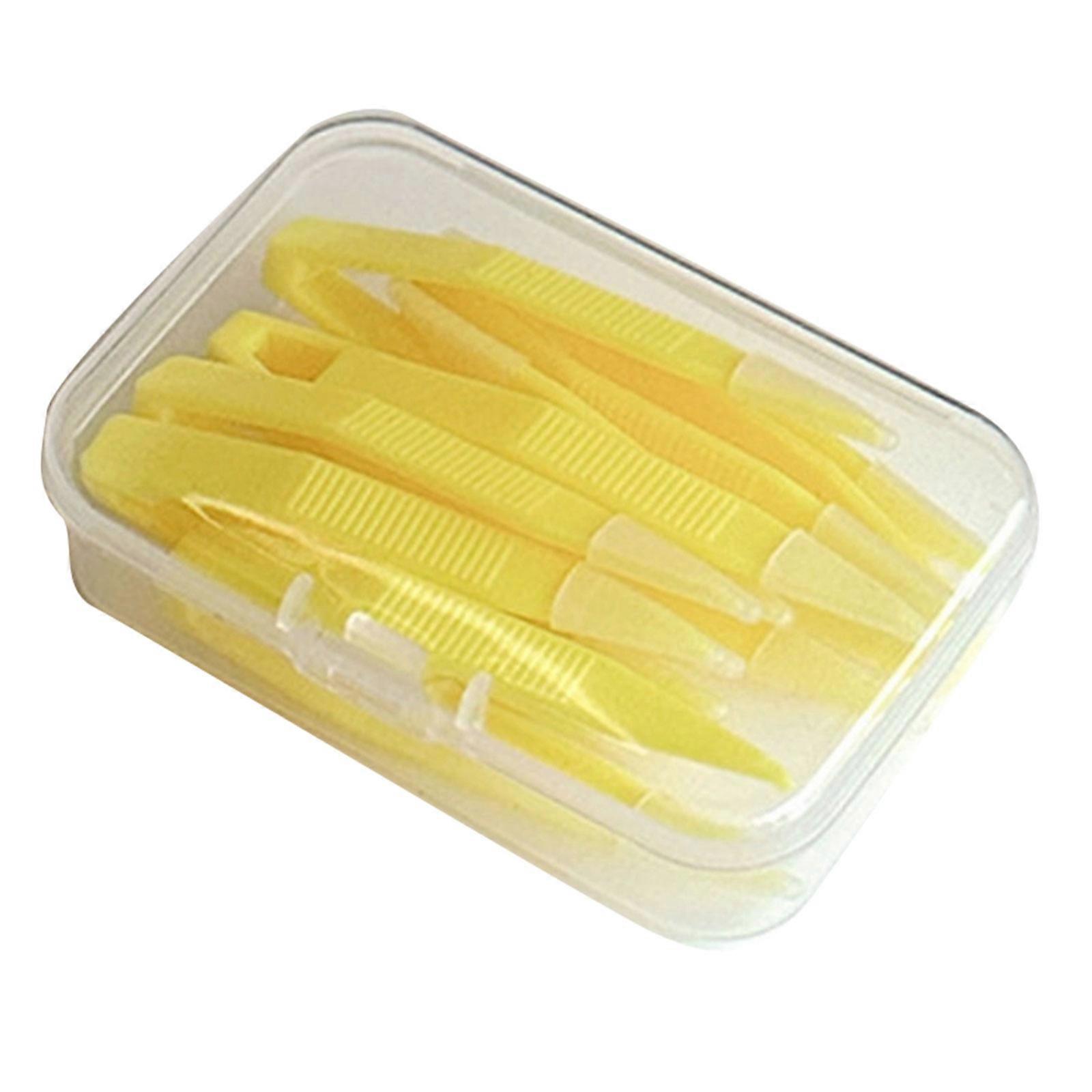 Pack Of 10 Portable Contact Lenses Remover Tweezers With Storage Case For Secure Lens Storage and Easy to Use  Yellow