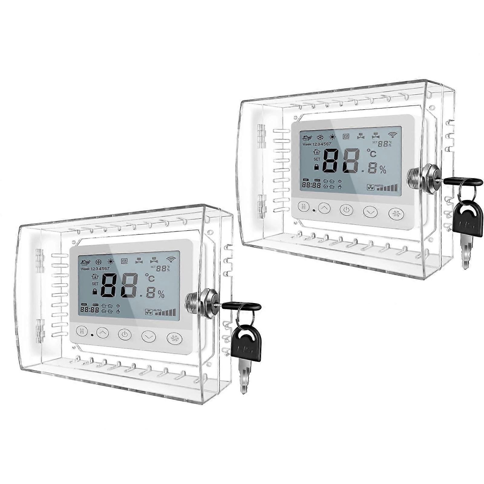 Thermostat Lock Box with Key Clear Thermostat Guard Thermostat Cover Heat Air Condition Control Panel Cover for Office Multicolor