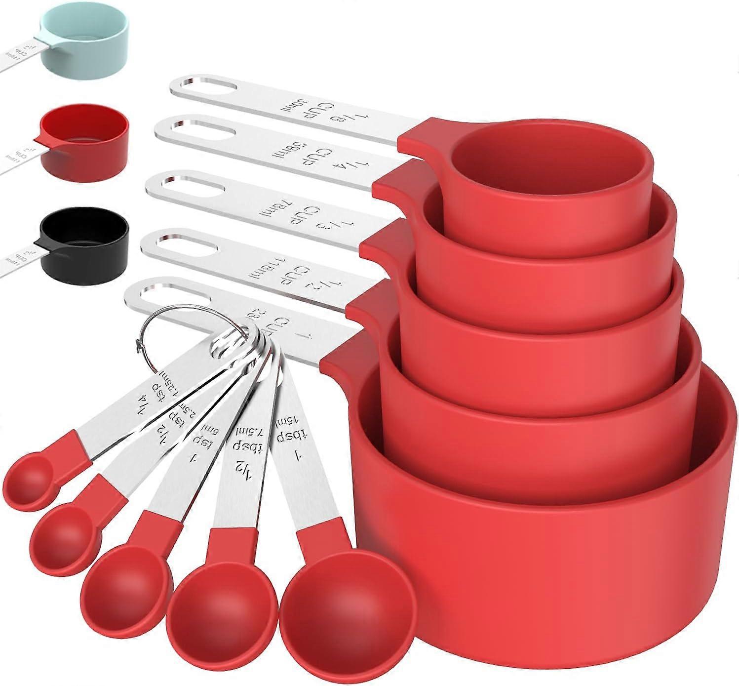 Measuring Cups & Spoons Set, Stackable Cups and Spoons, Nesting Measure Cups with Stainless Steel Handle, Kitchen Gadgets for Cooking & Baking