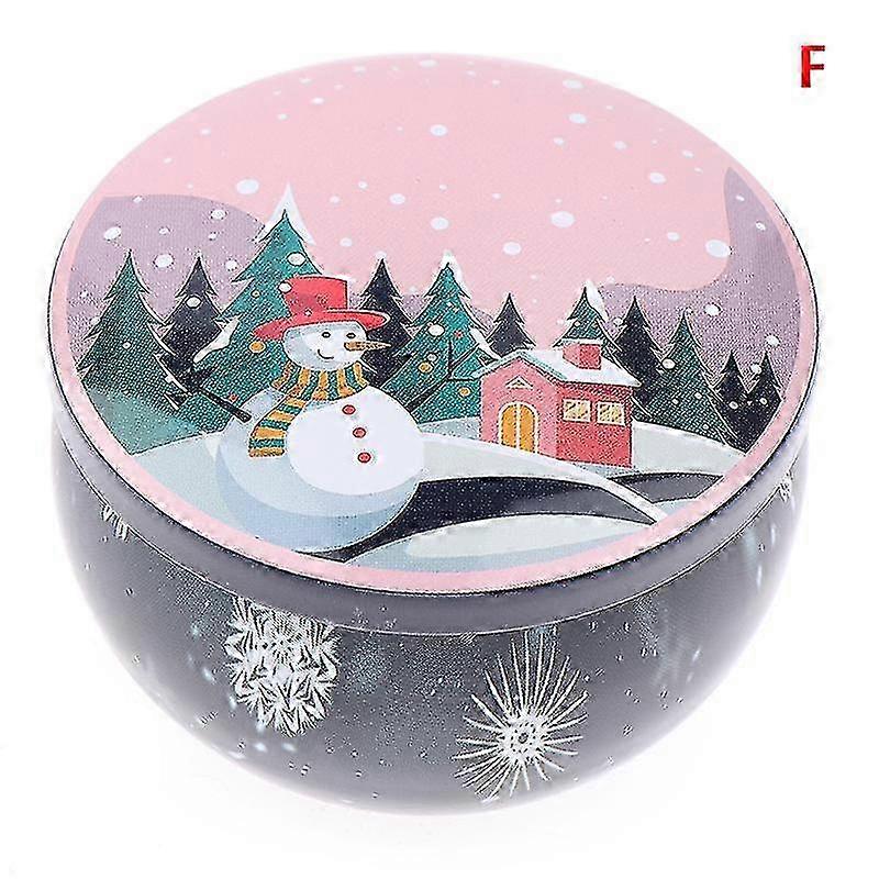 1 Pcs Christmas Tinplate Round Candy Tin Can Candle Jars With Lid Candle Container Empty Box Cookie Candy Storage Gift Case