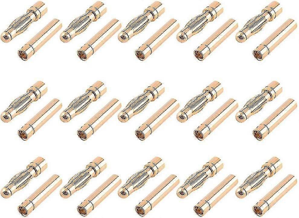 Kryp 15 par 4 mm guldpläterad bananpluggmotor elektronisk plugg, rc borstlös motor esc guldpläterad bananplugg kulplugg (15 stycken 4 mm hanplugg +