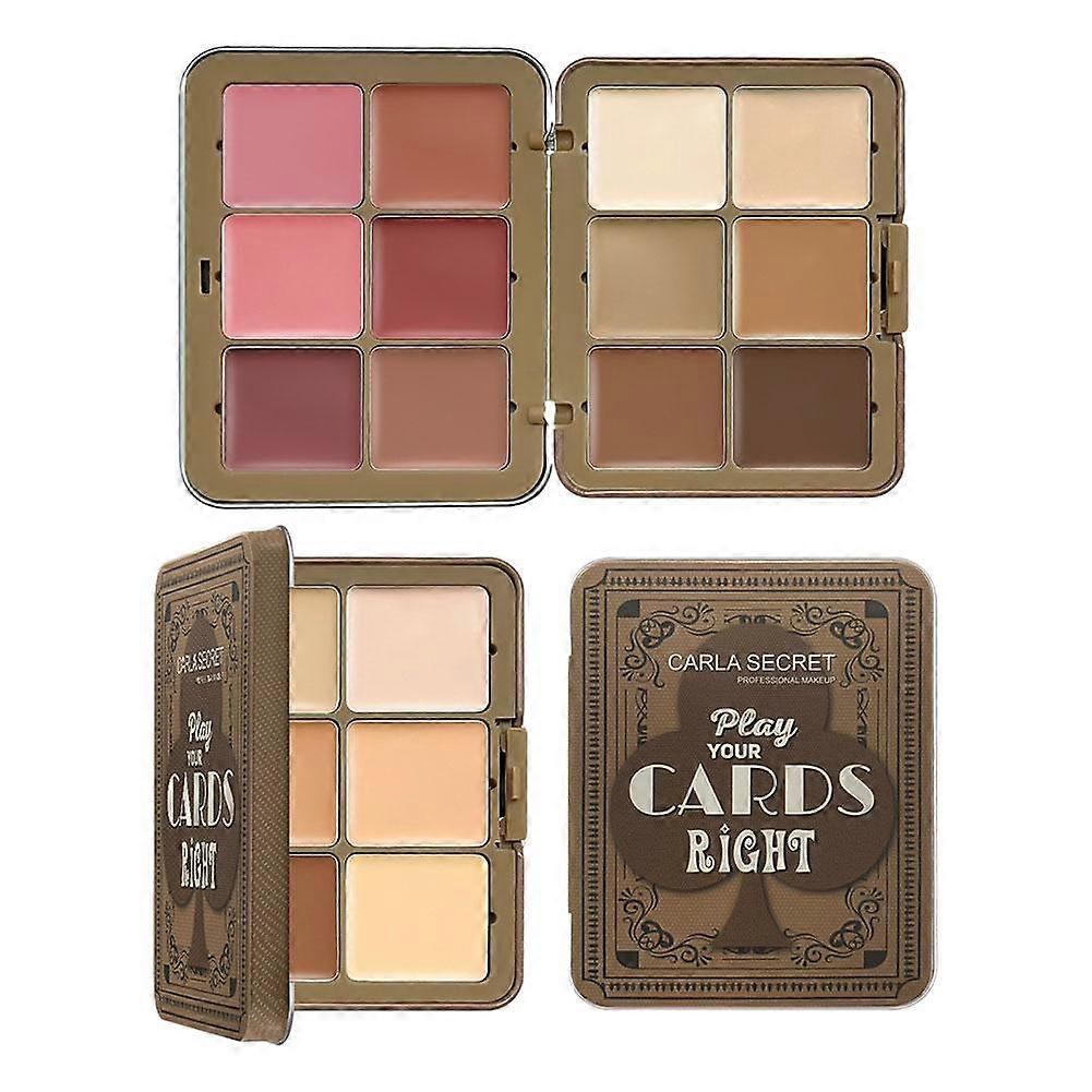 12-Color Full Coverage Concealer Palette for All Skin Tones with Built-In Mirror and Sponge Brush