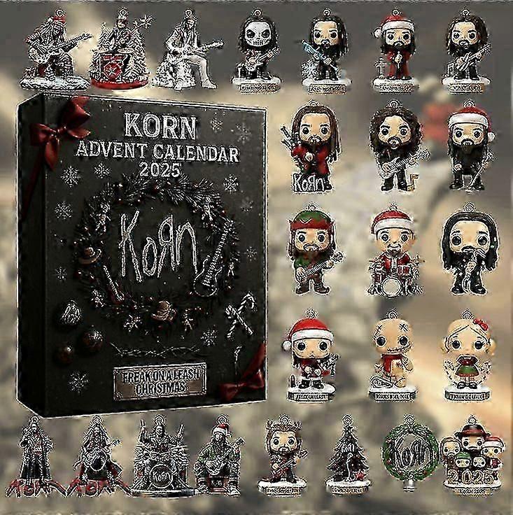 Ημερολόγιο Χριστουγέννων Advent 2025 - Ημερολόγιο αντίστροφης μέτρησης 24 ημερών Κουτί στόρι Korn band Ακρυλικά στολίδια, επαναχρησιμοποιήσιμο κουτί στόρι διακόσμησης χριστουγεννιάτικου δέντρου για παιδιά &