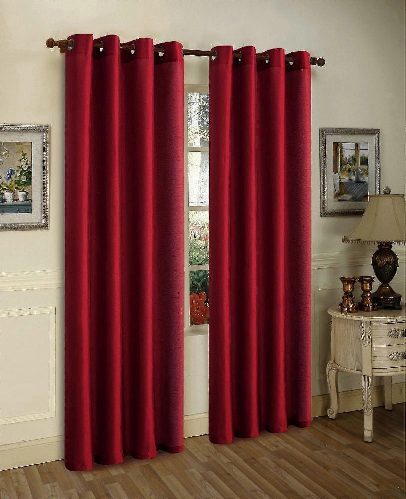 2 PANELS SILK BLACKOUT THERMAL GROMMET FOAM LINED WINDOW CURTAIN DRAPE