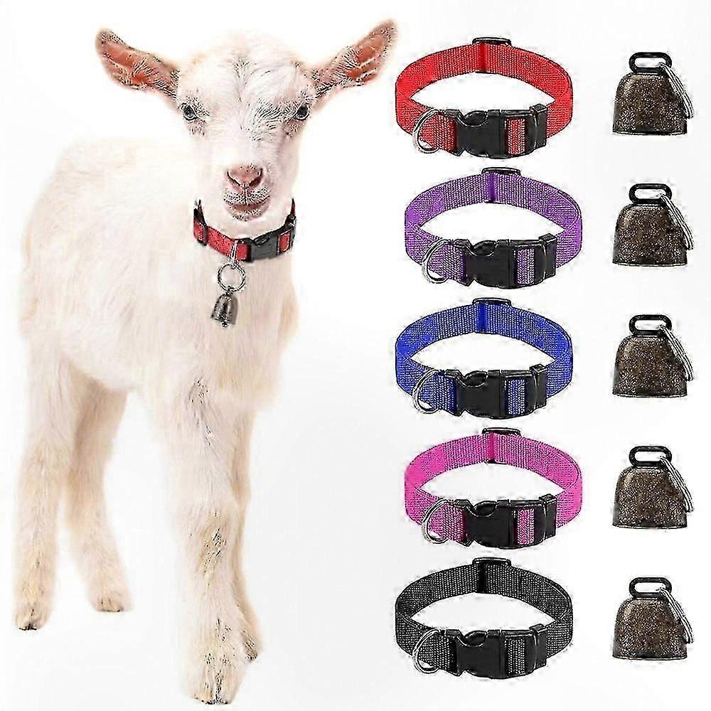 5-Pack Adjustable Collars with Bells for Livestock Safety and Tracking