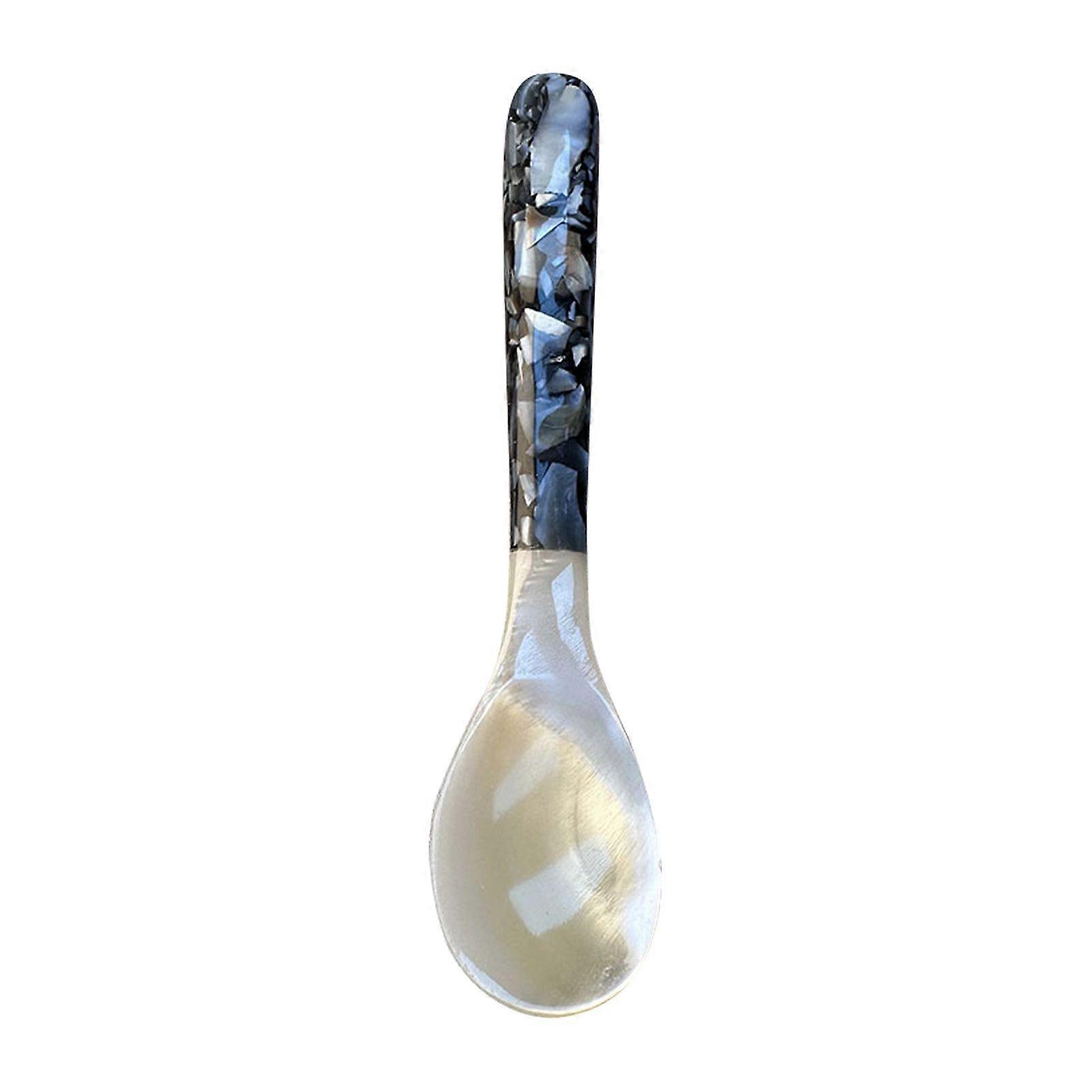 Jikaix Ice Cream Spoon with Acrylic Handle Elegant Natural Seashell Teaspoon Dessert Coffee Stirring Spoon Unique Tableware for Home Dinner Parties