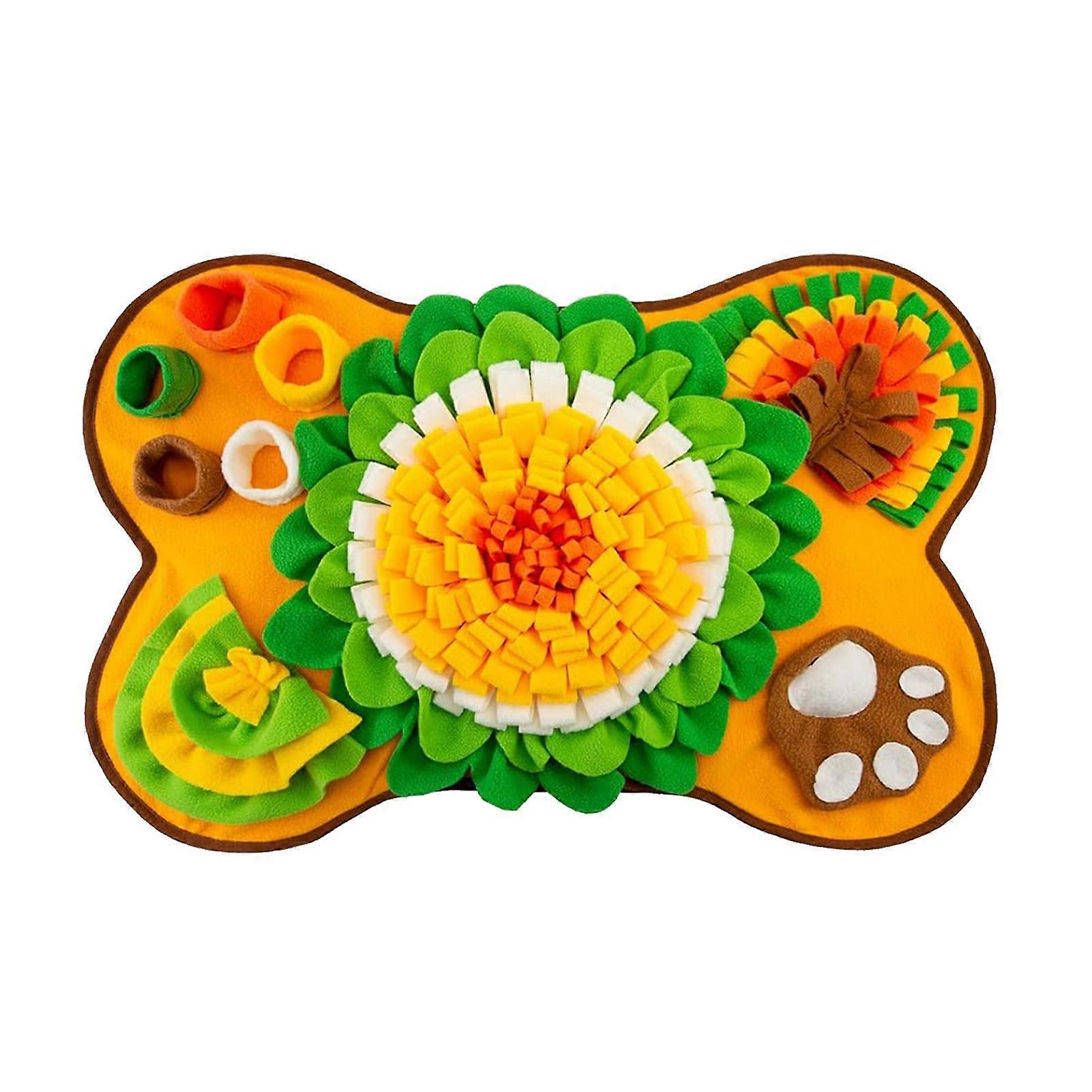 Pet Slow Food Mat Bone Shaped Scent Training Pad Flannel Snuffle Mat with Squeakers Non-Slip Base