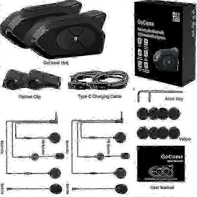 GoCom4 Motorcycle Bluetooth Intercom System with FM Radio Support for 4 Rider Group Communication 25-26