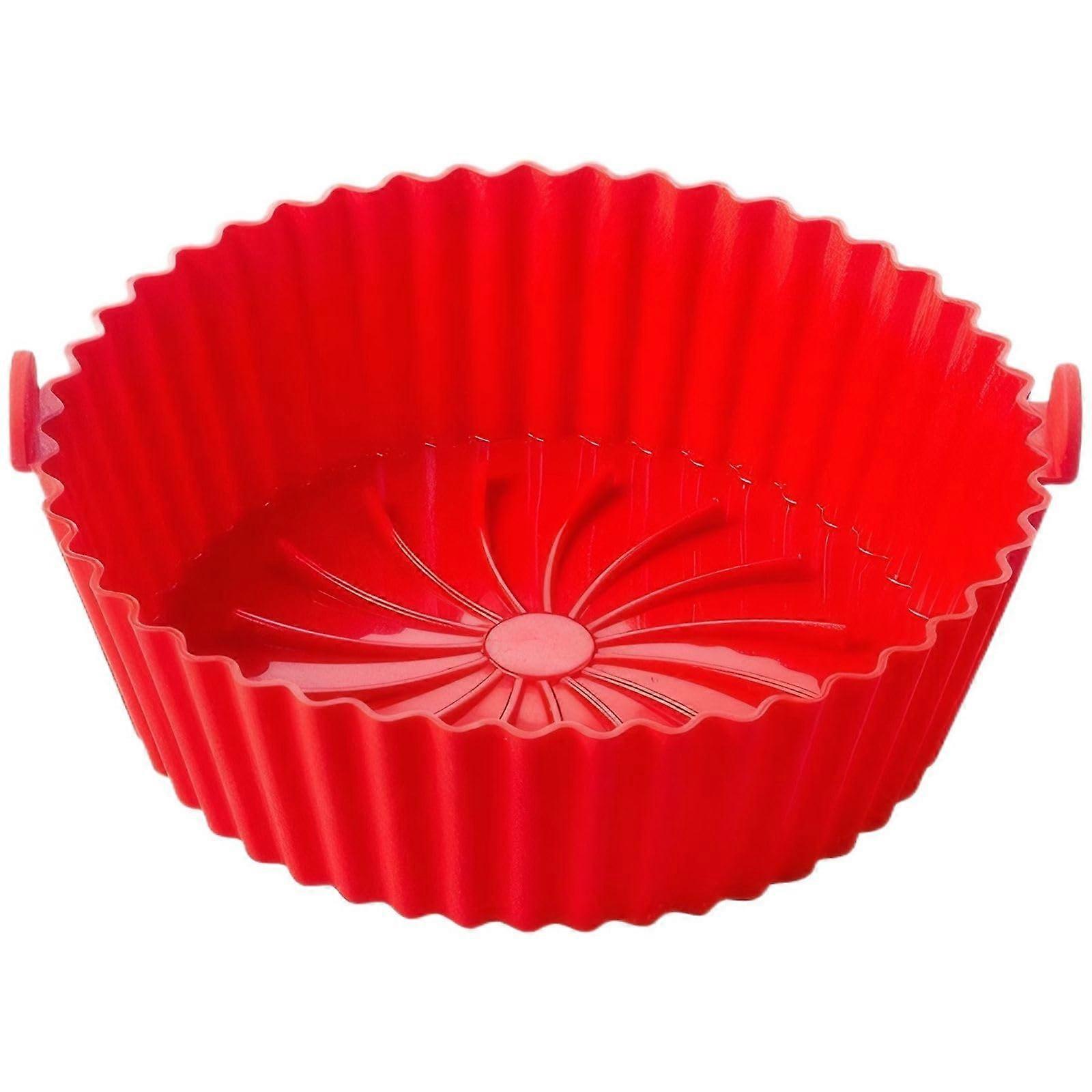 Silicone Air Fryer Basket NonStick Reusable Liner with Airflow Design for Even Cooking 20x16x7 cm Red