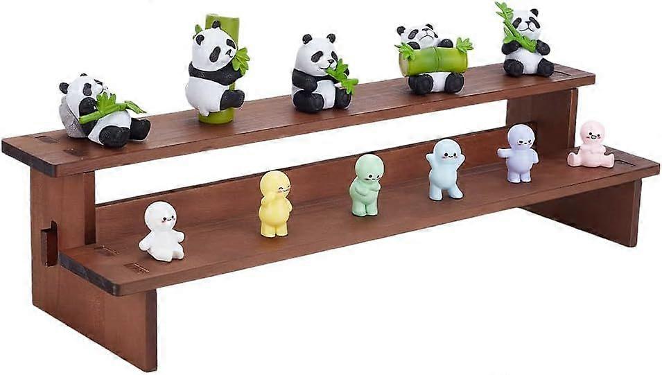 2-Tier Wooden Display Riser Shelf Tabletop Small Food Stand Wooden Display Riser Stand Wood Display Stand for Perfume Cosmetics Figure Collection Sadd