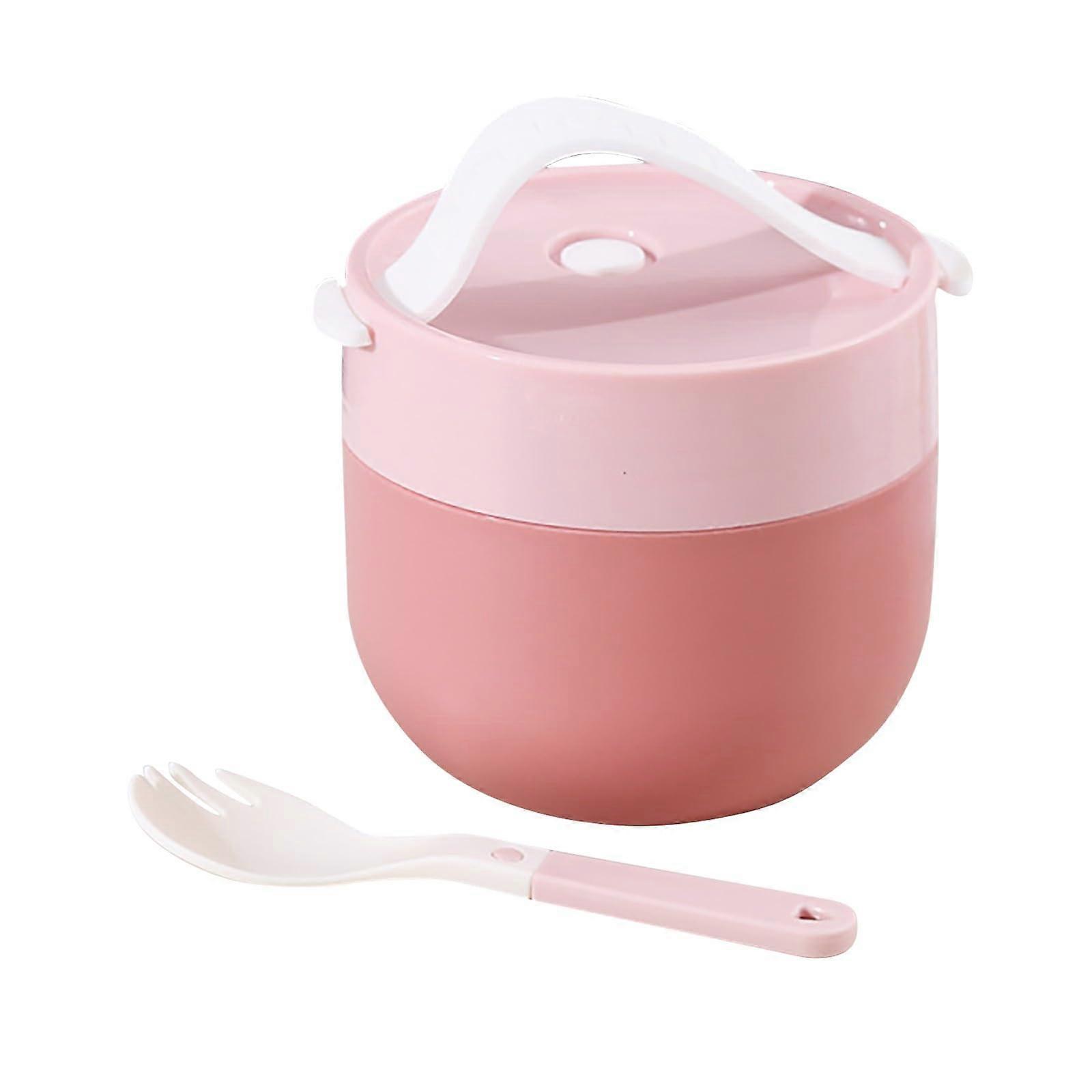 Sealable Leakproof Soup Cup With Lid And Spoon Microwave Safe Plastic Bowl For Freezer Containers For Soup Pink One Size