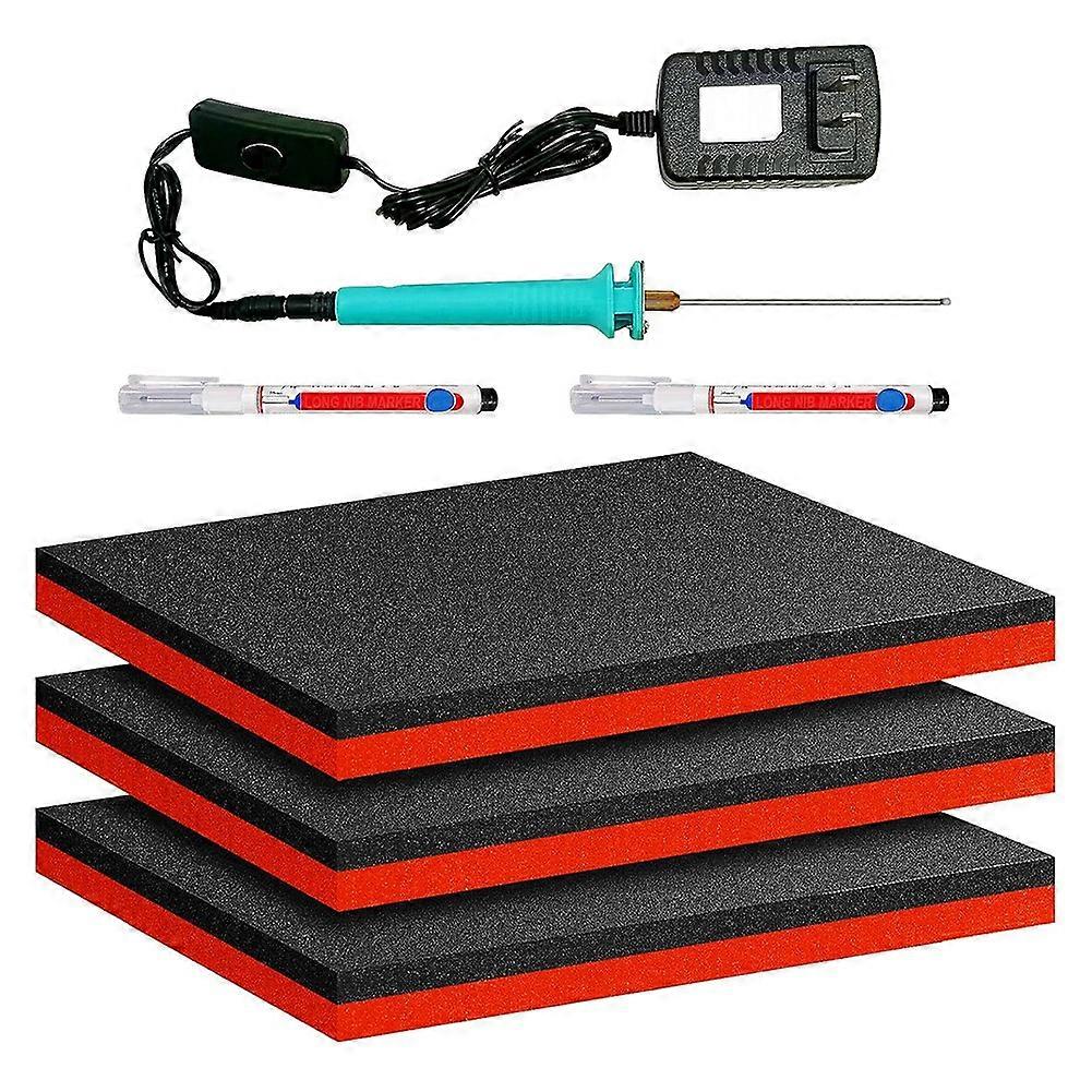 3Pcs Tool Box Organization Foam 17.5x12x1Inch Shadow Non Slip Foam Toolbox Chest Drawer Inserts Organizer Liner US Plug