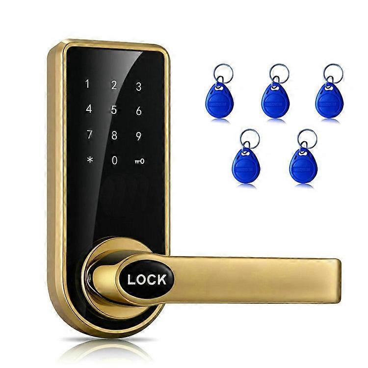 【New】 Password + Key + Sensor Card Zinc Alloy Red Bronze Electronic Door Lock Touch Screen Electronic Code Lock