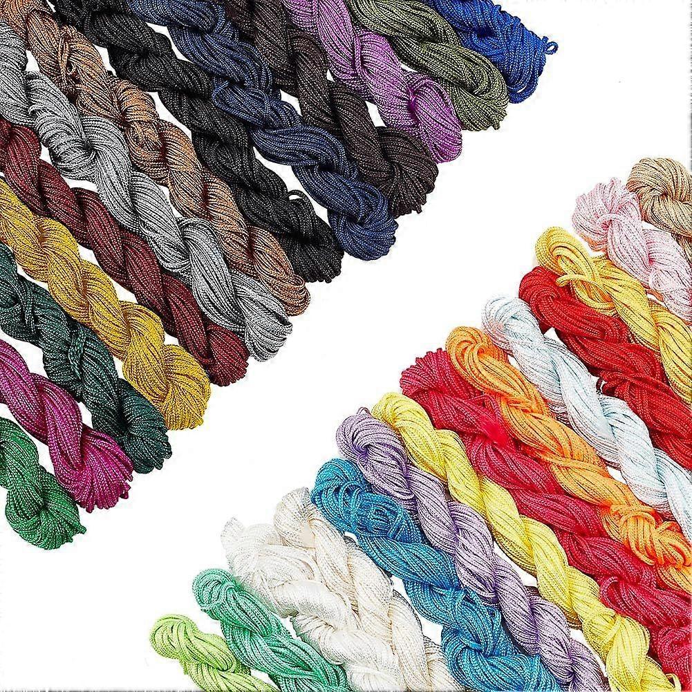 364 Yards Nylon String 28 Styles 1.5mm Nylon Thread Chinese Knotting Cord String Beading Cord Kumihimo Macrame Thread String for Friendship Bracelet C
