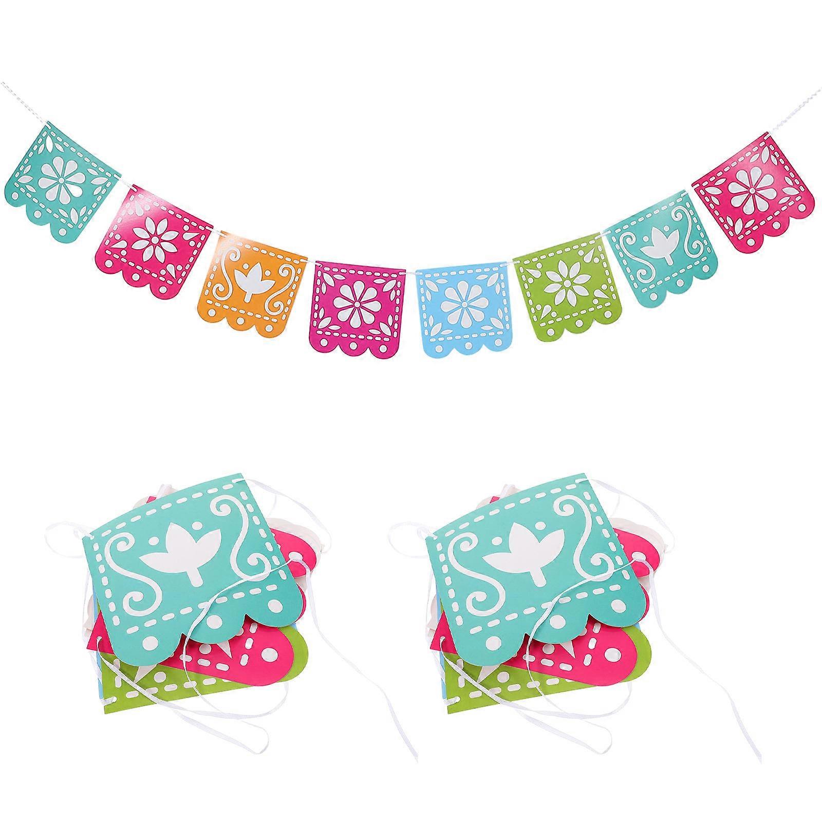 Day Of The Dead Event Decorations 3 Sets Mexican Banner Party Enhancements Vibrant Colorful Flags For Memorable Gatherings