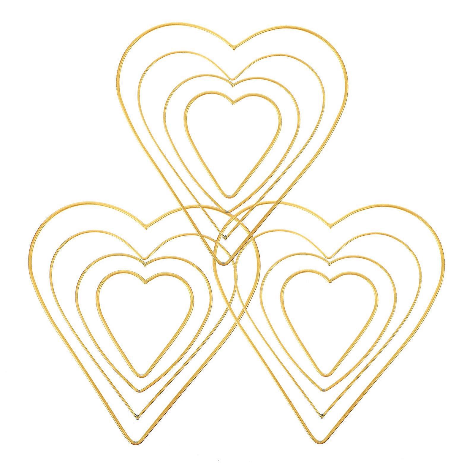 Golden Decorative Heart-Shaped Iron Ring for DIY 24Pcs