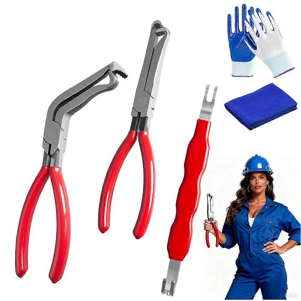 Dual Angle Automotive Connector Removal Tool Set with Carbon Steel Hook Tip and NonSlip Grip