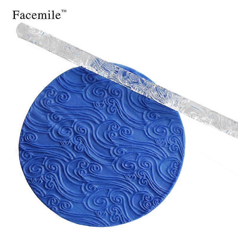 Fondant clear acrylic sculpted rolling pin, mini non-stick acrylic rolling pin with wave pattern.