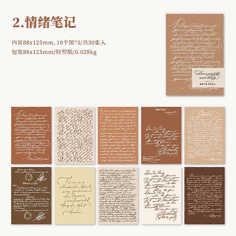 Yoofun 30pcs/pack Large Size Ins Style Material Papers Letter Journal Scrapbooking Background Decoration Paper Memo Pads