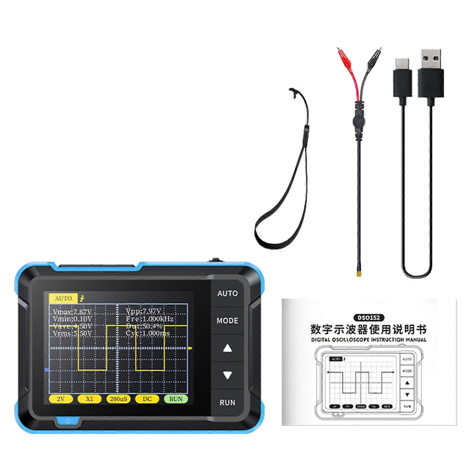 Upgradeable Mini Digital Oscilloscope Real-Time Waveform Display 1KHz Calibration Square-Wave Automatic Adjustment Multicolor