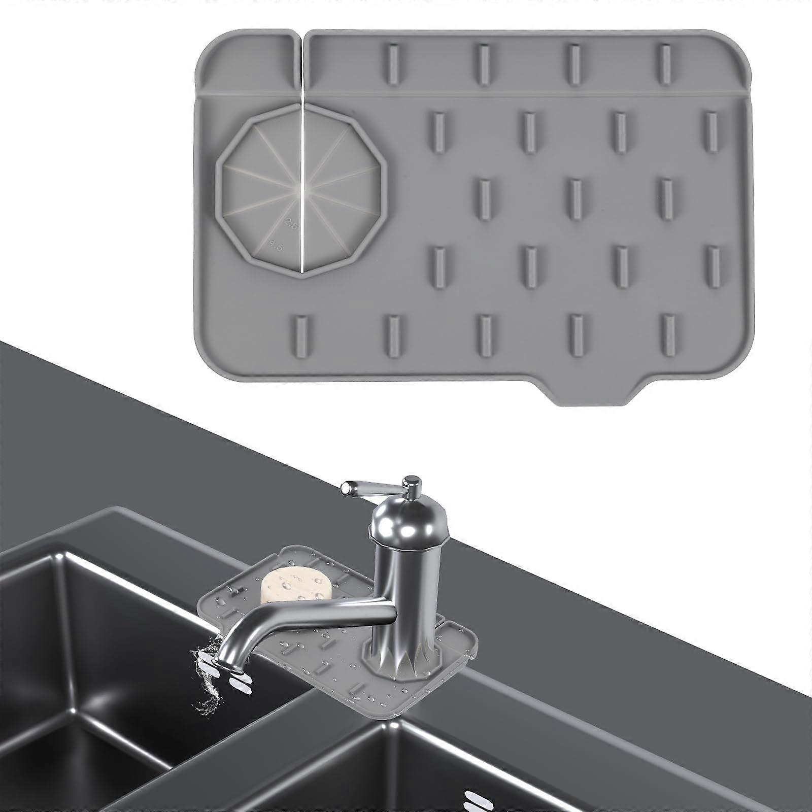 Faucet Splash Guard Silicone Sink Mat with Fast Draining Design for Kitchen and Bathroom