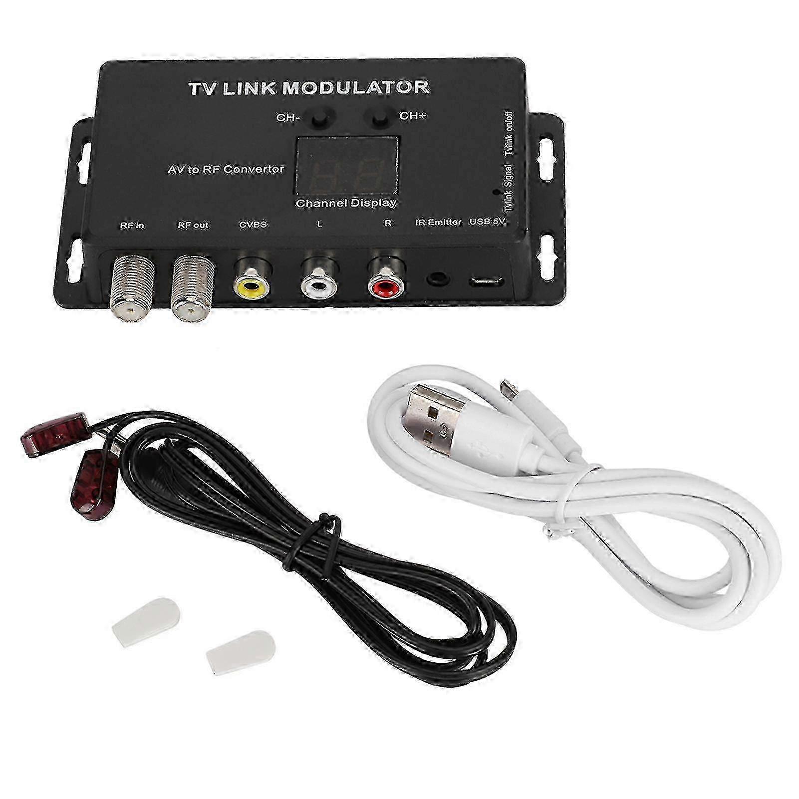 TM70 UHF TV Link Modulator AV to RF Converter with IR Extender and Channel Display for Clear Signal Transmission w szrh27