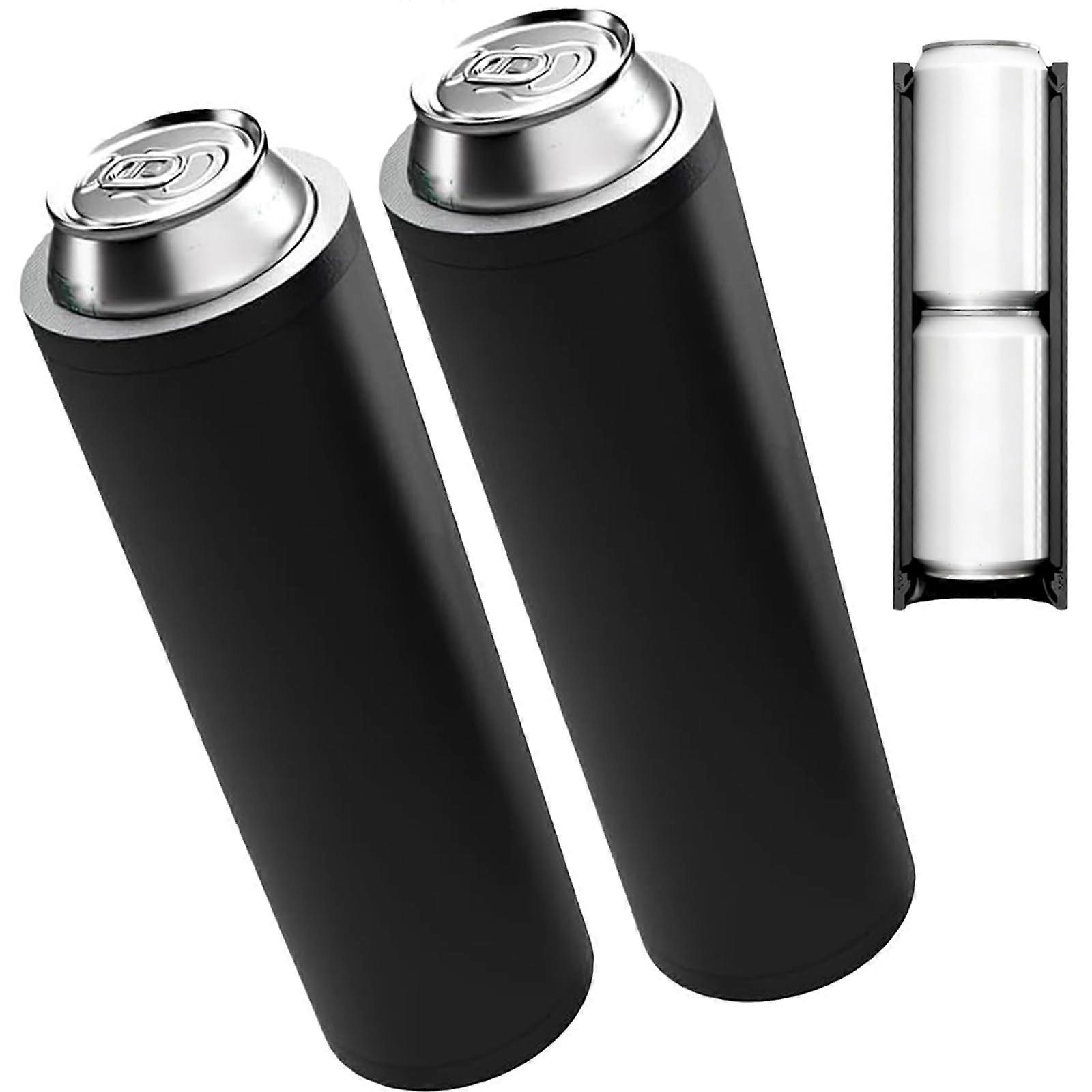 Slim Can Cooler Dual Tactical Insulated Holder for 12oz Beer and Soda, Black 2 Pack