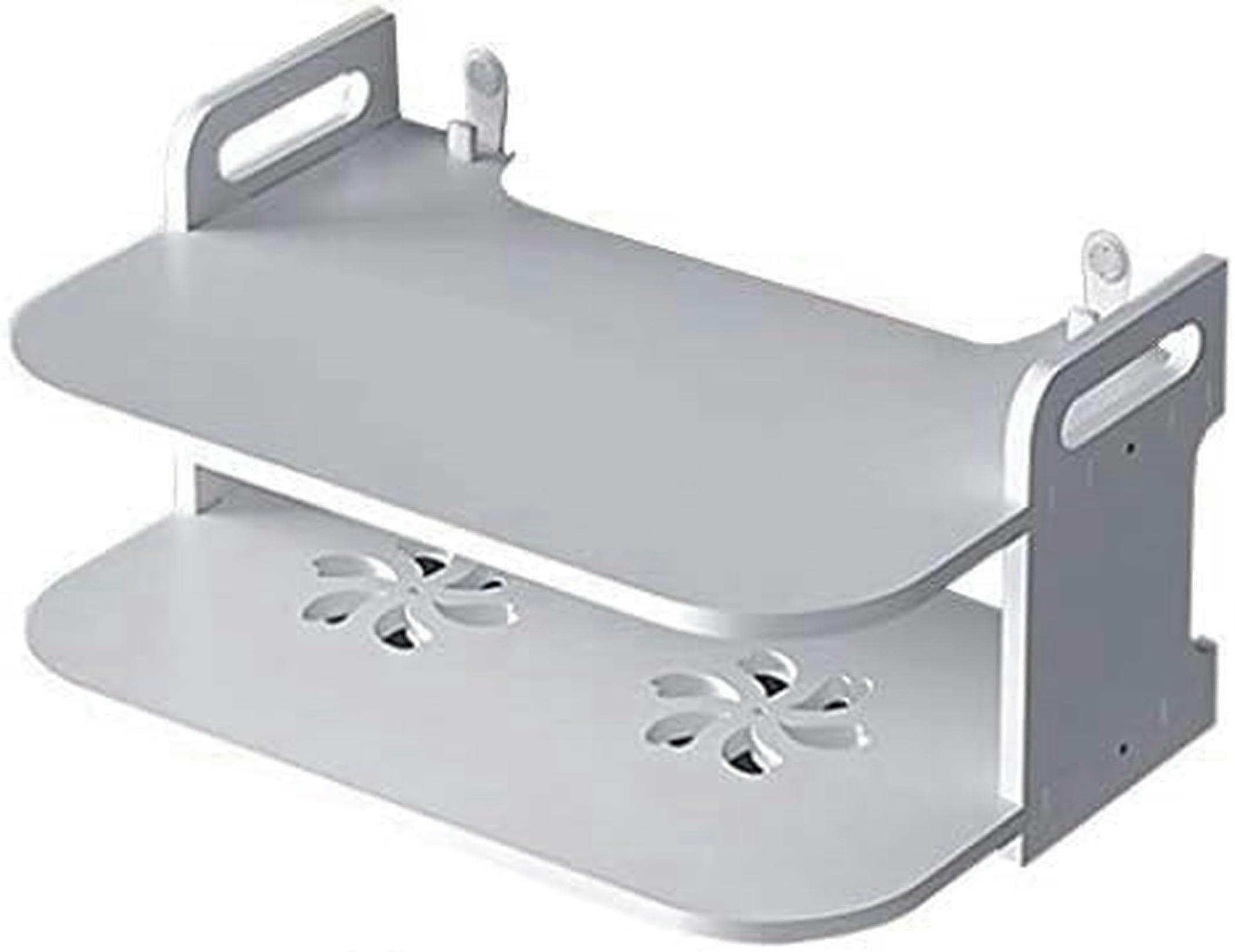 WiFi Router Wall Mount Storage Box with DoubleLayer Shelf and Cable Management, 30x19x15cm