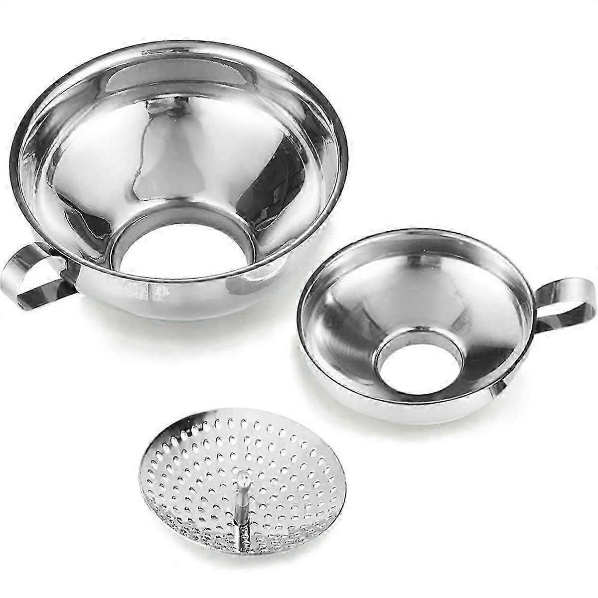 Canning Funnel with Strainer for Wide and Regular Jars - Wide-Mouth Funnels for Kitchen Use 3 Pack