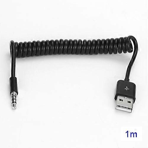 Flexible Coiled USB to 3.5mm Plug MP3 MP4 Audio Cable Connector Adapter Converter