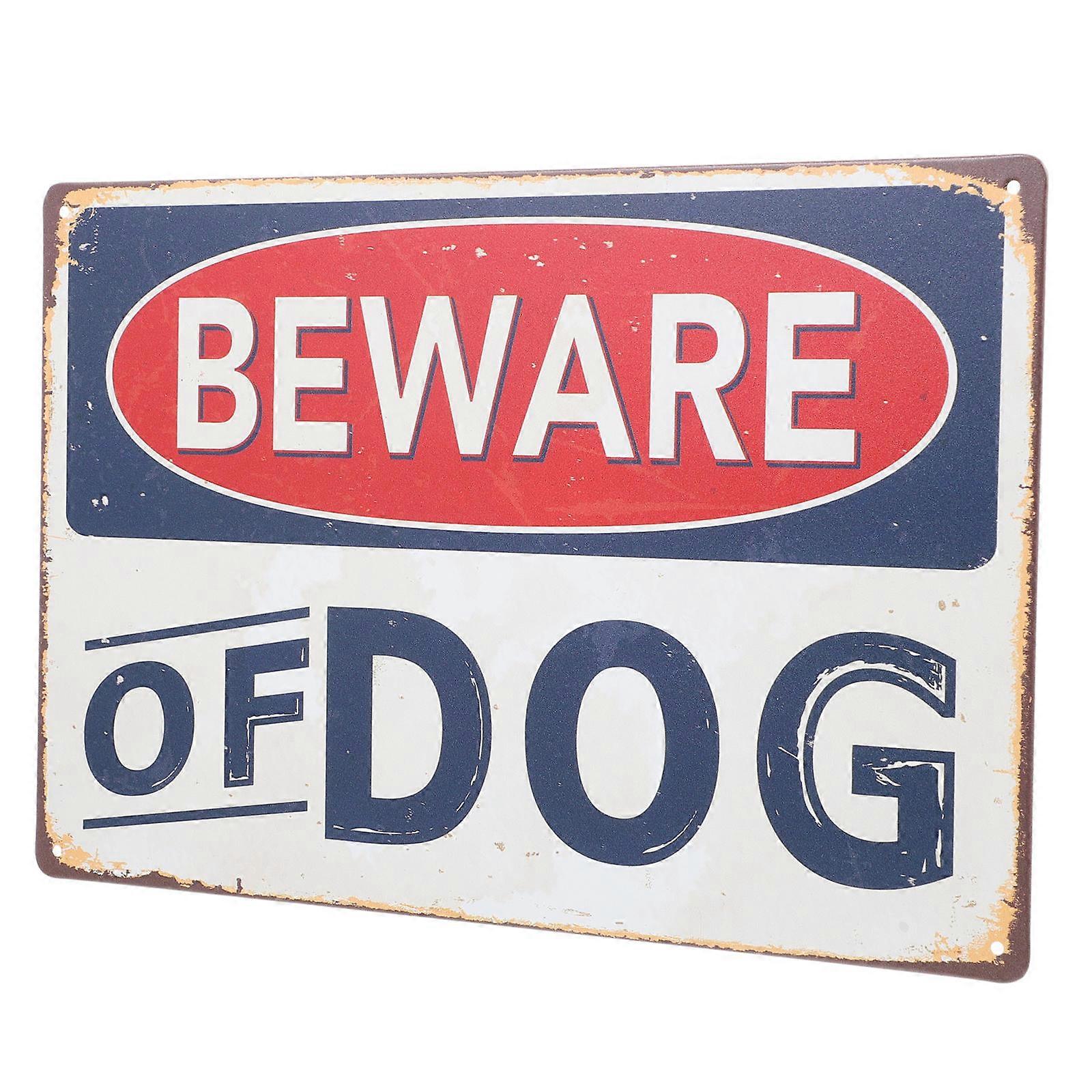 Caution Dog Sign Iron Sheet for Yard Garden Warning