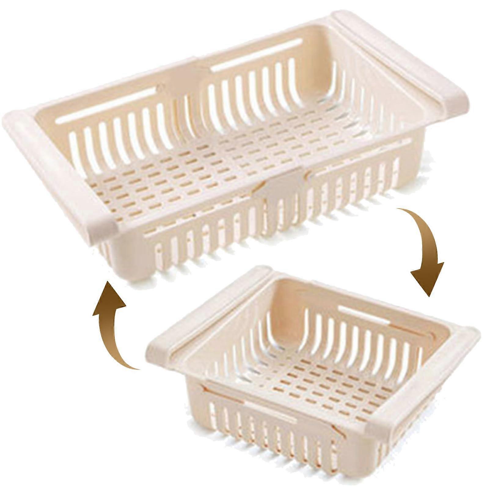 2PCS Fridge Drawer Organizer, Adjustable Under Shelf PullOut Storage for Eggs Fruit Vegetable Seafood