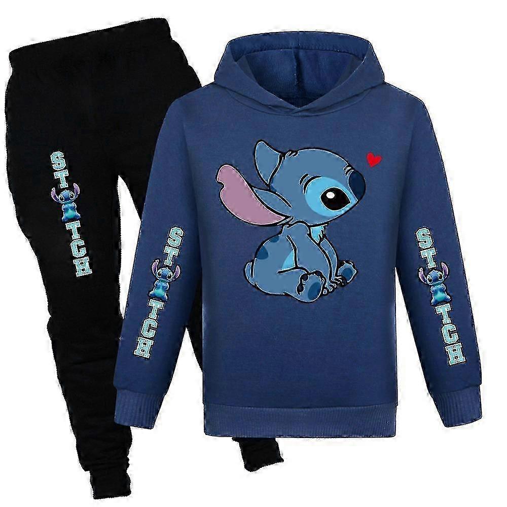 Lilo Stitch Kids Tracksuit Set Hooded Sweatshirt Pants Outfit Activewear 7-14 Years 25-26
