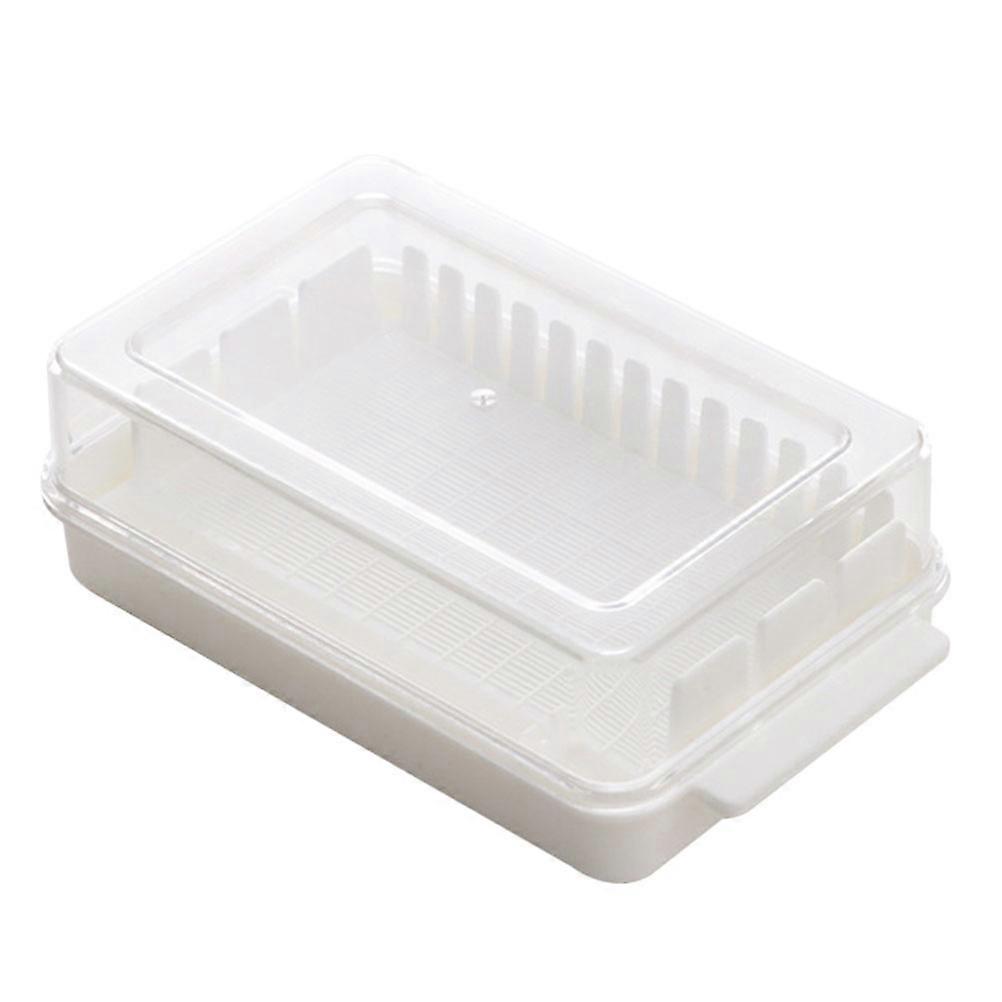 Butter Storage Container For Kitchen Use Rectangular White PP Material 1Pcs With Freshness Keeping Function