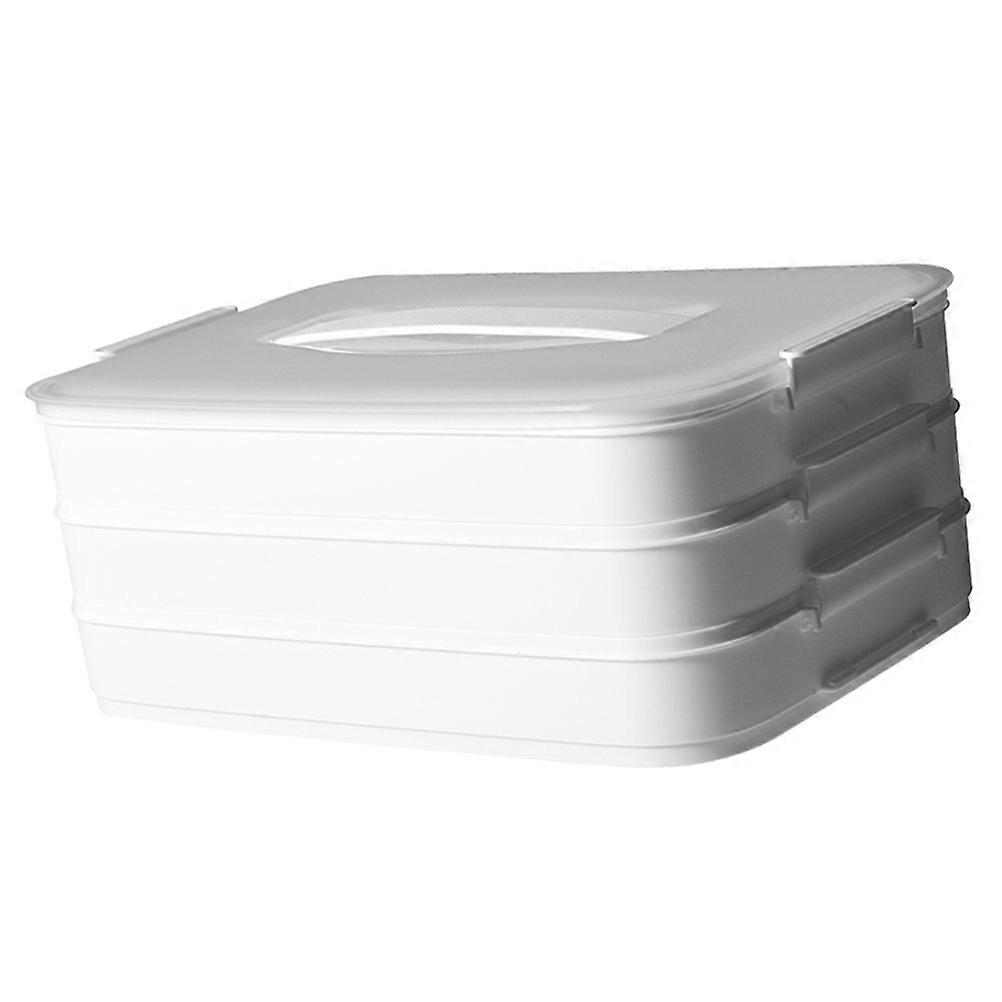 Stackable Sealed Crisper Box for Kitchen with Transparent Lid Silicone and PP Material White 3layer