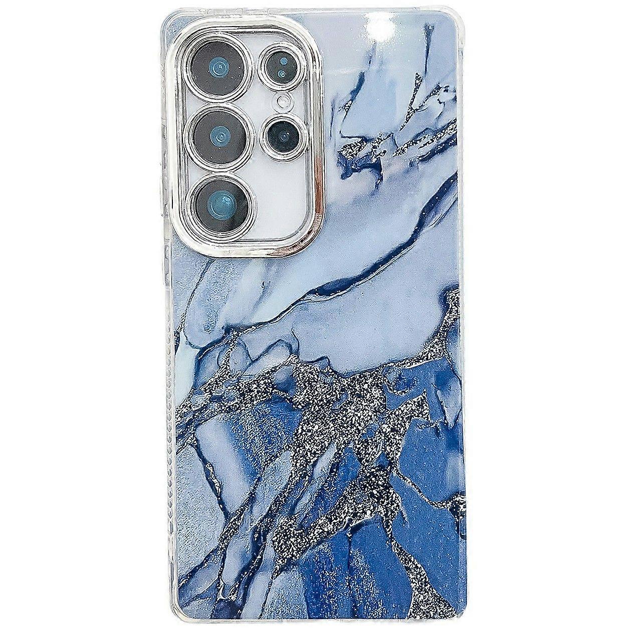 For Samsung Galaxy S24 Ultra Case IMD Marble Pattern Electroplated Protective Phone Cover