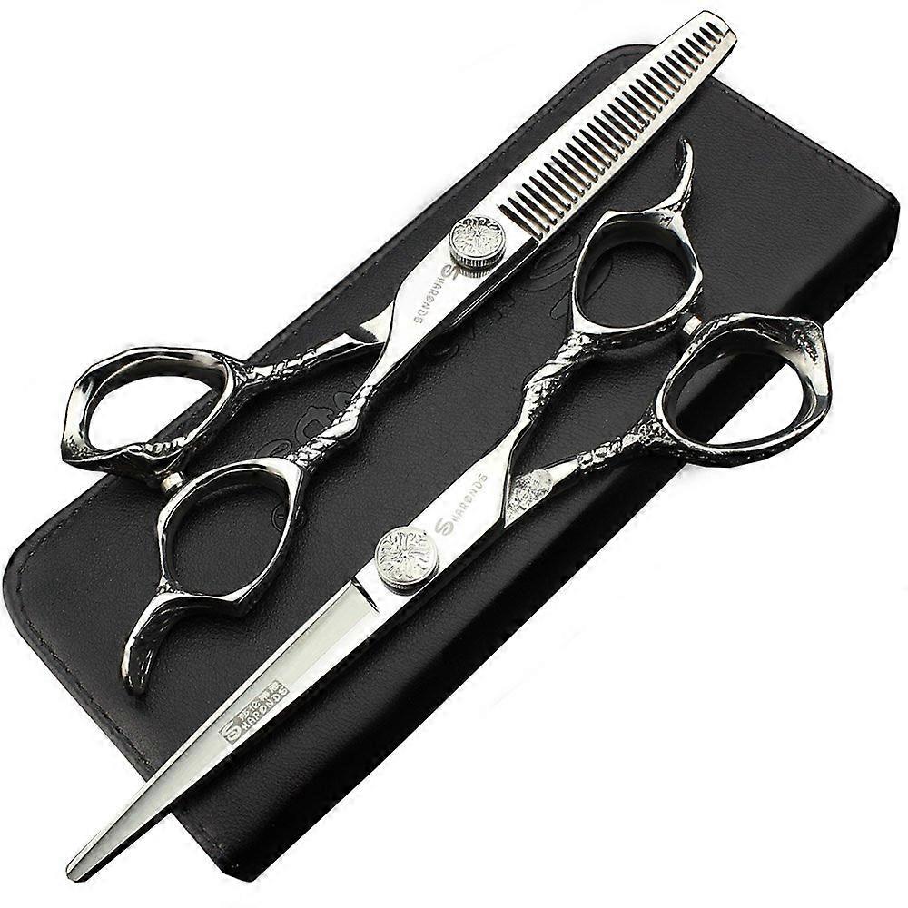 Professional Barber Scissors 6 Inch Silver Snake Textured Precision Cutting Blade Salon Quality