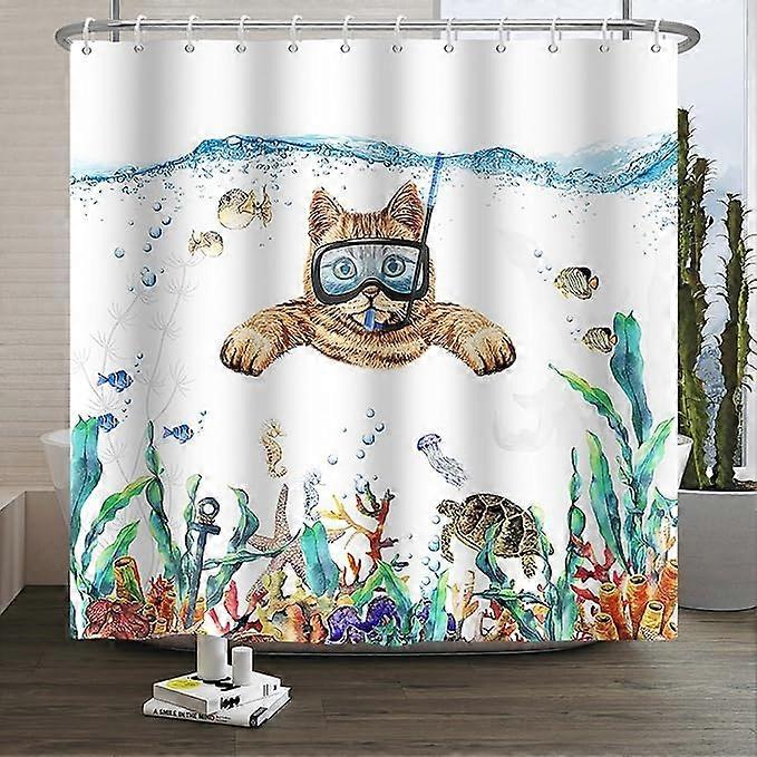 Shower curtain, waterproof machine washable fabric