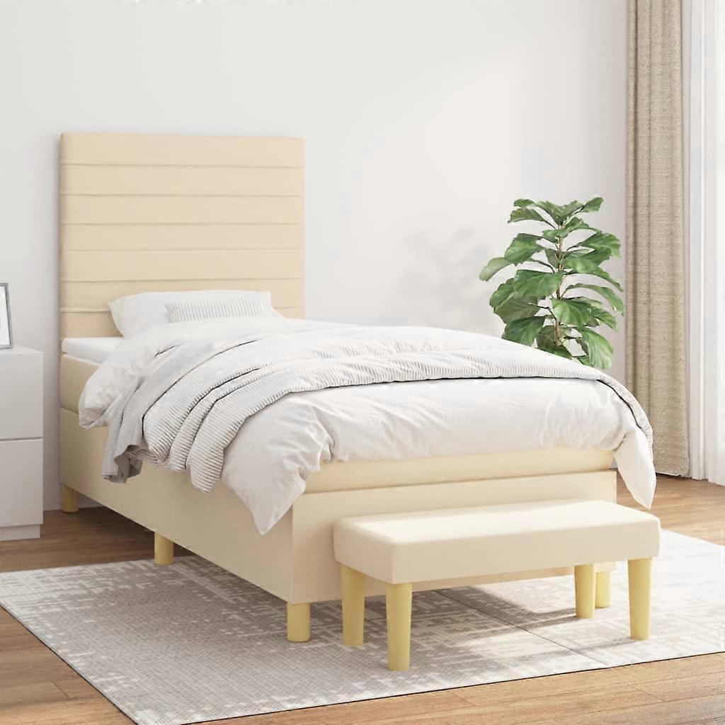 Boxspringbett mit Matratze Creme 90x190 cm Stoff