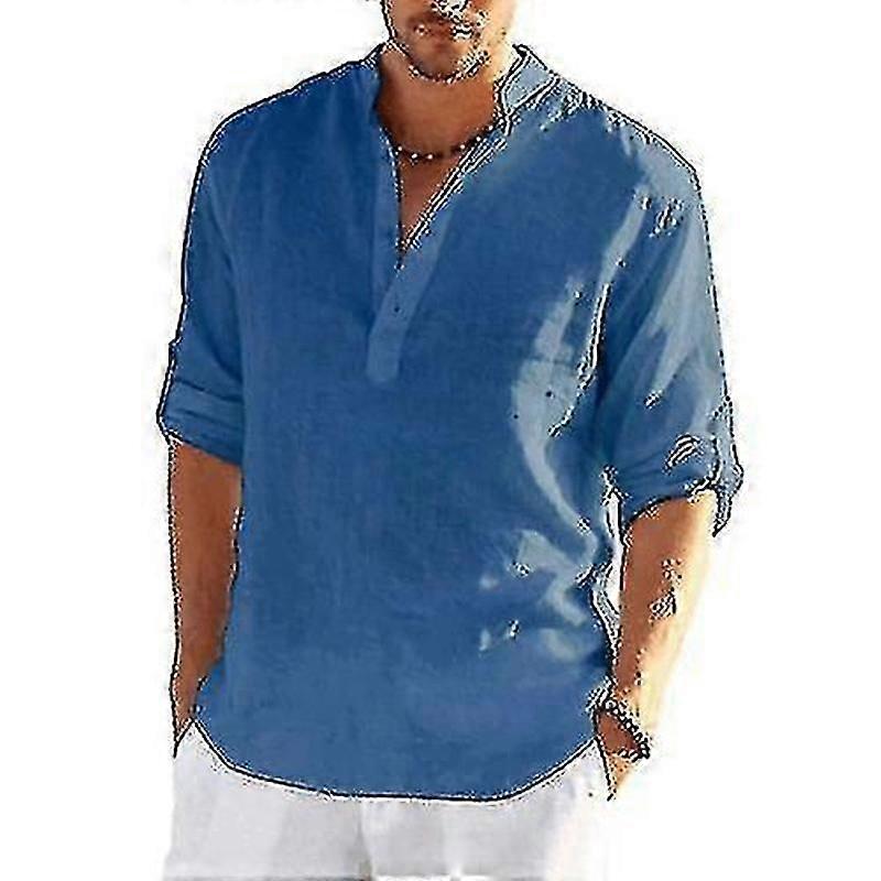 herr långärmad linnetröja lös passform alla årstider