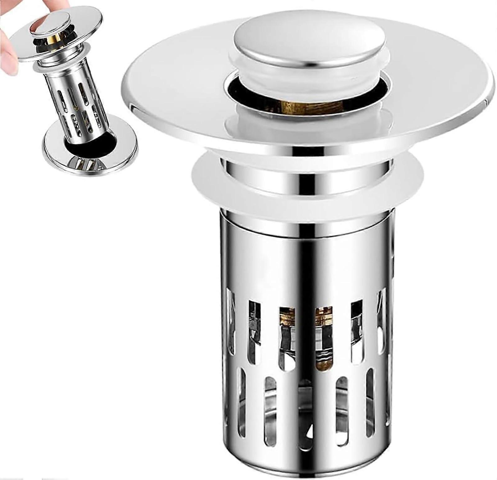 Universal Sink Stopper and Drain Strainer with Hair Catcher, AntiClog Leakproof RustResistant