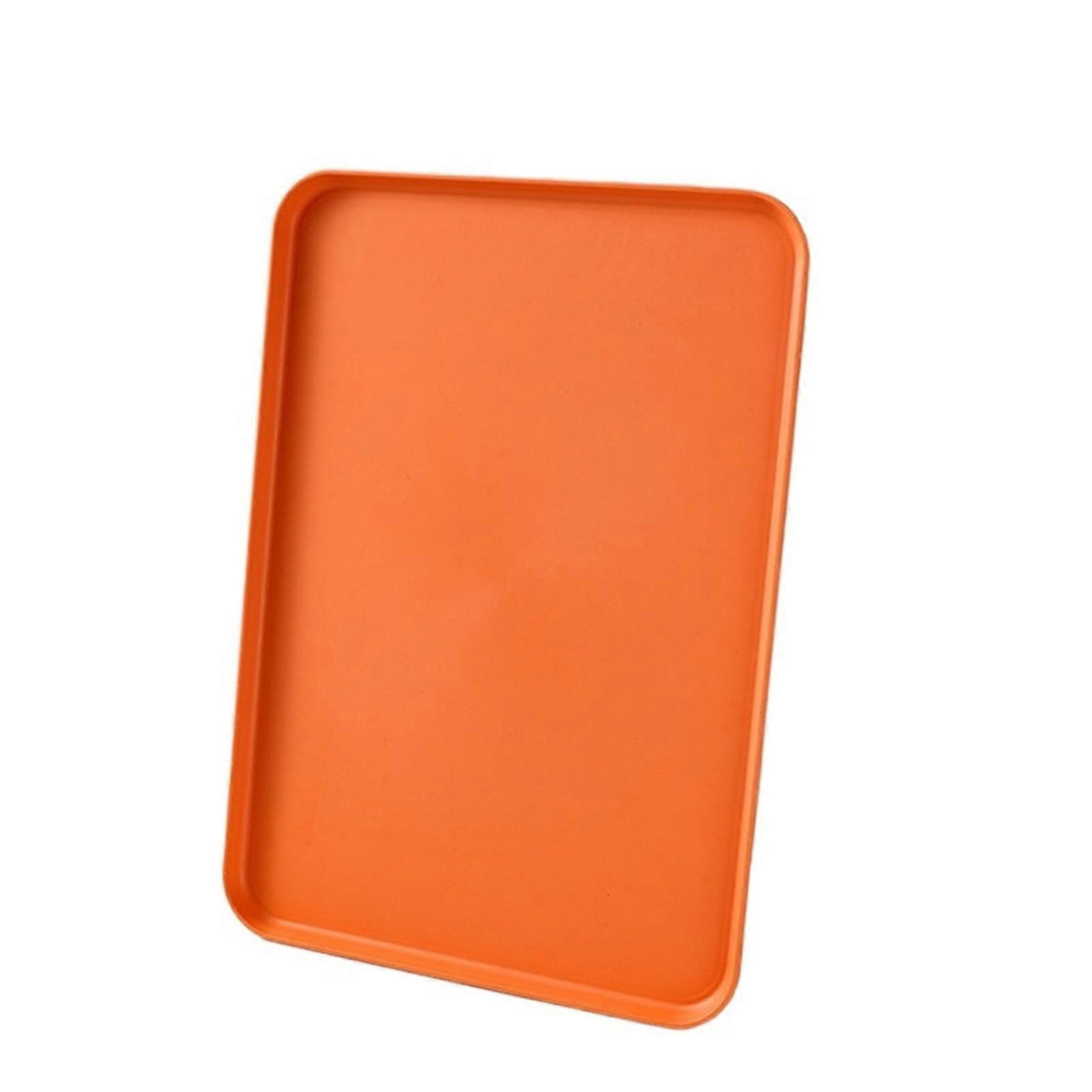 Large Orange Plastic Serving Tray  Lightweight Rectangular Kitchen Tray for Drinks and Snacks