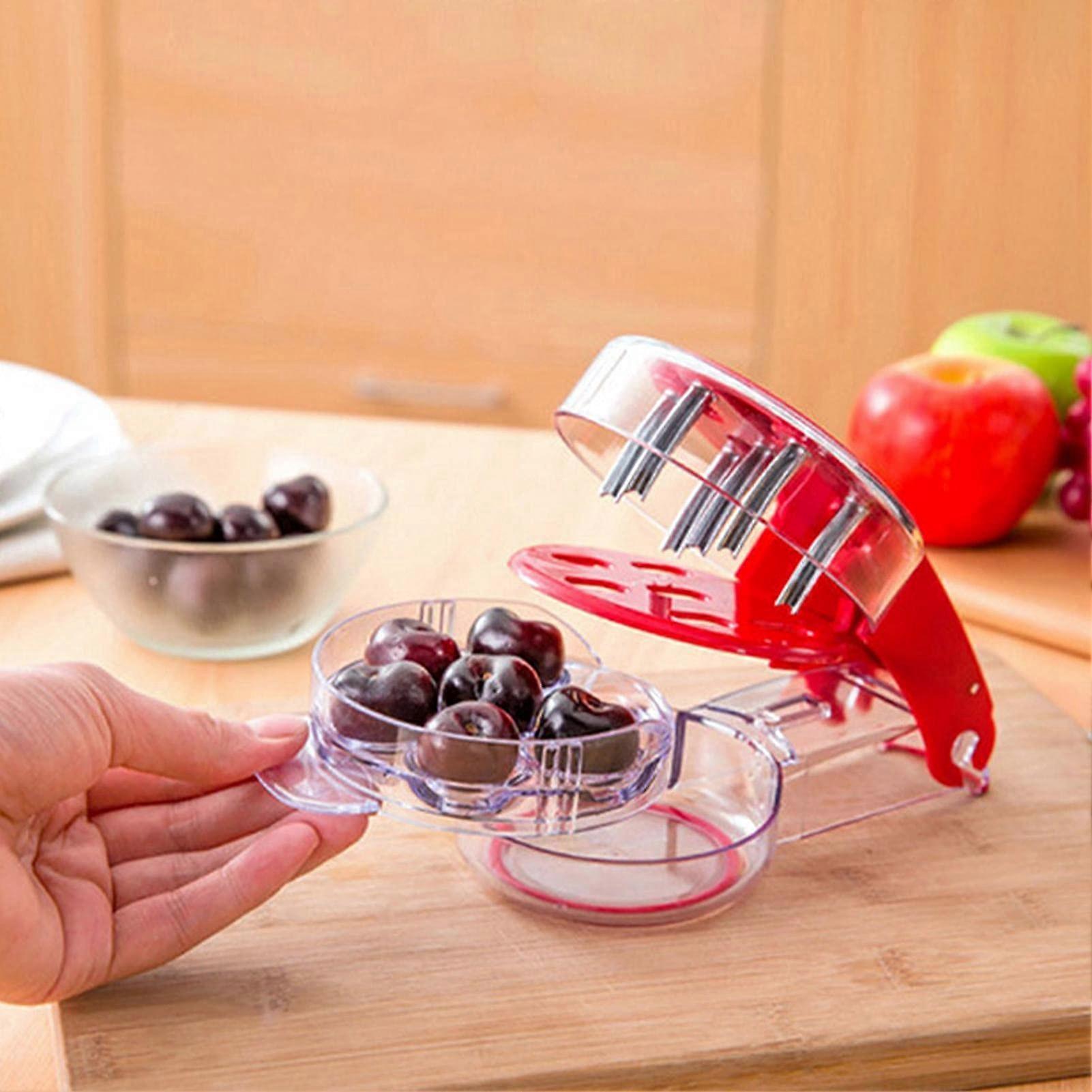 6Hole Cherry Pitter Tool with Safety Lock, Fast Cherry Stoner Remover, NonSlip EasyClean Base
