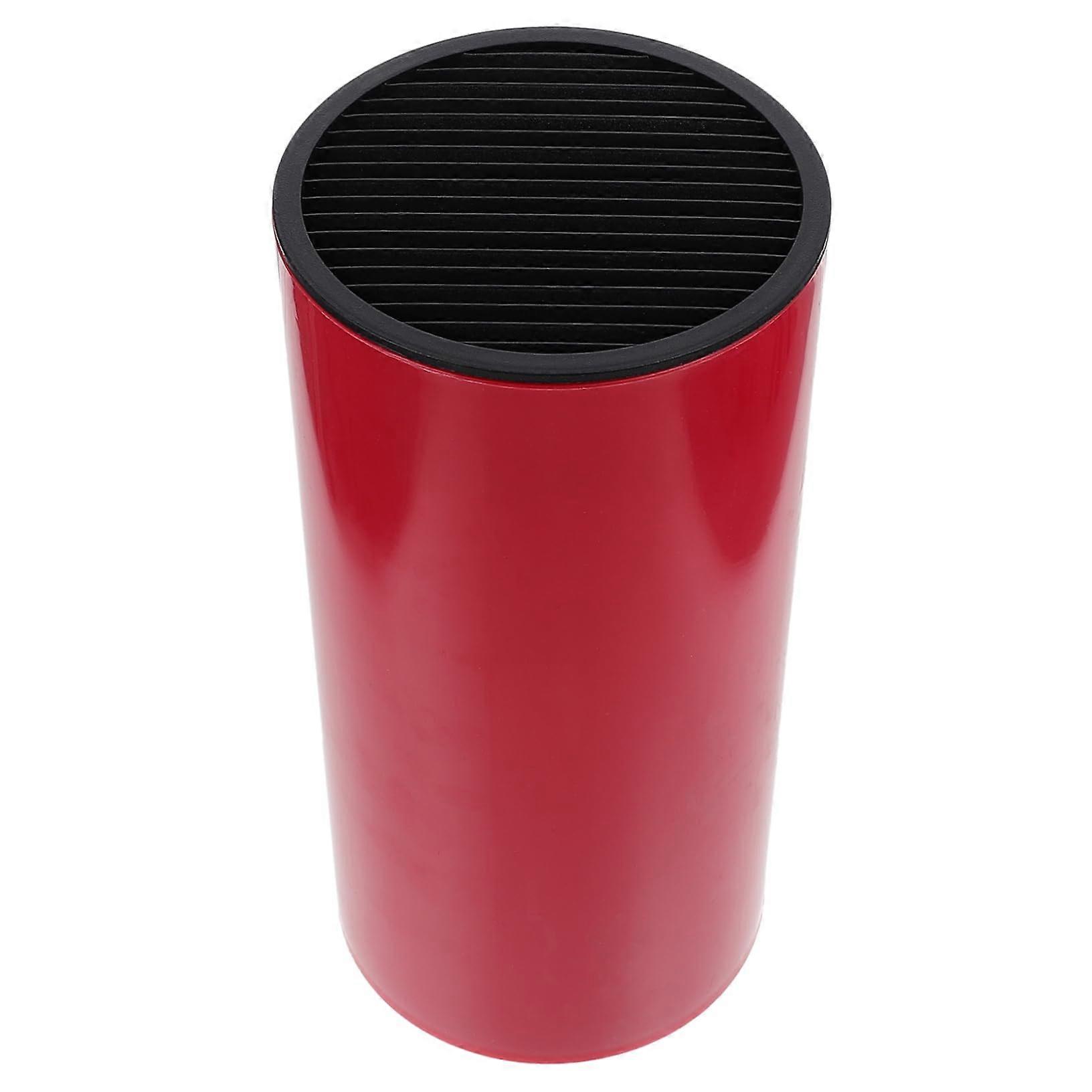 Knife Block with Large Capacity Storage, Universal Knife Holder, Stable CrackResistant Plastic, Red