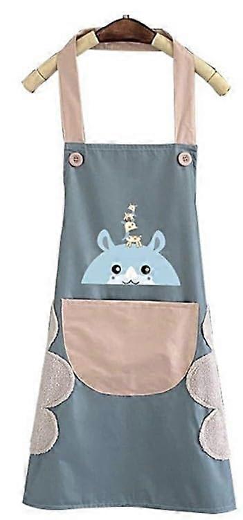 Waterproof Cooking Apron with Adjustable Straps and Pocket, Cute Bear Design for Baking and Kitchen