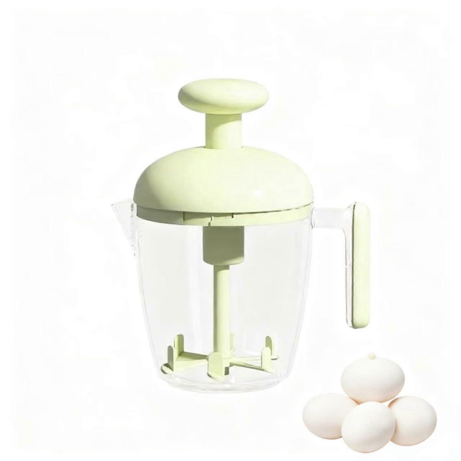 Manual Egg Beater with Filter, MultiFunction Mixing Cup for Eggs and Milk, Quick Press Green